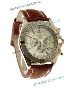 Breitling Chronograph Chronometre Japanese Replica Watch in Brown Strap