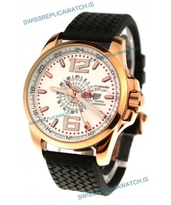 Chopard 1000 Miglia GT XL GMT Japanese Replica Gold Watch in White Dial