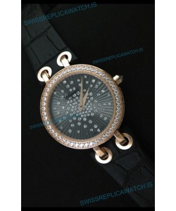 Chopard Xtravaganza Ladies Ladies Japanese Replica Rose Gold Watch in Grey Dial 