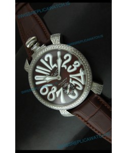 Gaga Milano Italy Manuale Replica Japanese Watch in Coffee Dial