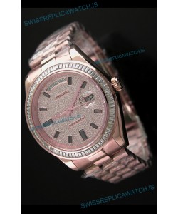 Rolex Day Date Japanese Automatic Rose Gold Watch in Diamond Bezel