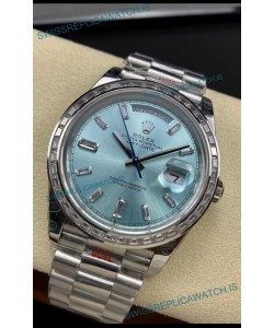 Rolex Day Date M228396TBR-0002 904L Steel 40MM - Ice Blue Dial 1:1 Mirror Replica
