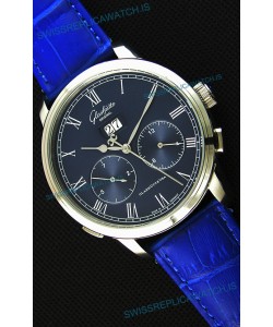 Glashuette Dual Sub Dial Japanese Replica Watch in Blue Dial