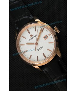 Jaeger LeCoultre Geophysic True Second Pink Gold Swiss Replica Watch White Dial 