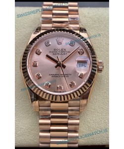 Rolex Datejust 31MM Swiss Watch in 904L Steel Rose Gold Dial 1:1 Mirror Replica