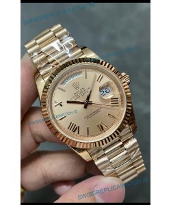 Rolex Day Date 40MM 228235 Rose Gold in Gold Roman Dial 1:1 Mirror Replica Watch