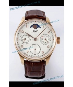 IWC Portuguese Perpetual Calendar Rose Gold Swiss Replica Watch REF. IW503302