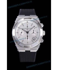 Vacheron Constantin Overseas Chronograph White Dial Swiss Replica Watch - Rubber Strap
