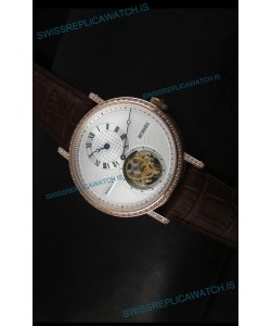 Breguet Classique Tourbillon Swiss Replica Watch in Rose Gold with Diamonds Bezel