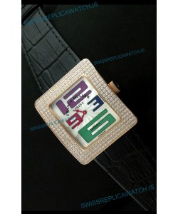 Franck Muller Geneve Infinity Japanese Gold Watch in Multi Color Numeral Markers