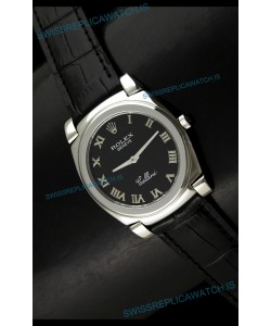 Rolex Cellini Japanese Replica Steel Watch in Black Dial