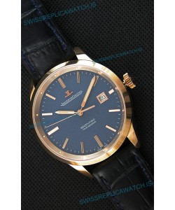 Jaeger LeCoultre Geophysic True Second Pink Gold Swiss Replica Watch Blue Dial 