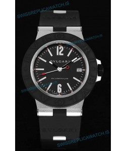 Bvlgari Aluminum 1:1 Mirror Swisss Replica Watch in Black Dial 