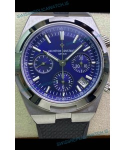 Vacheron Constantin Overseas Chronograph 904L Steel Blue Dial Swiss Replica Watch - Rubber Strap